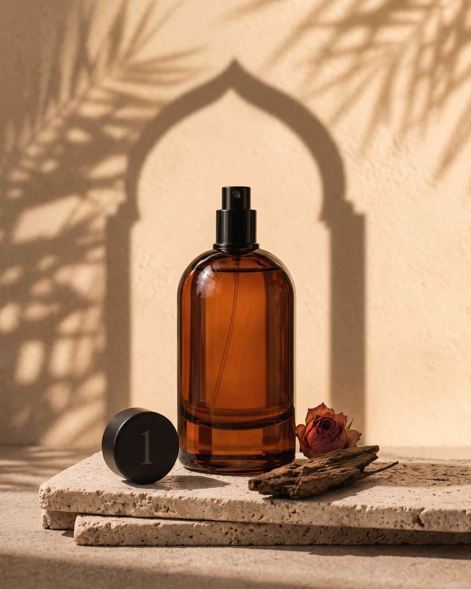 No.1 Patchouli, Oud and Rose in late-afternoon light